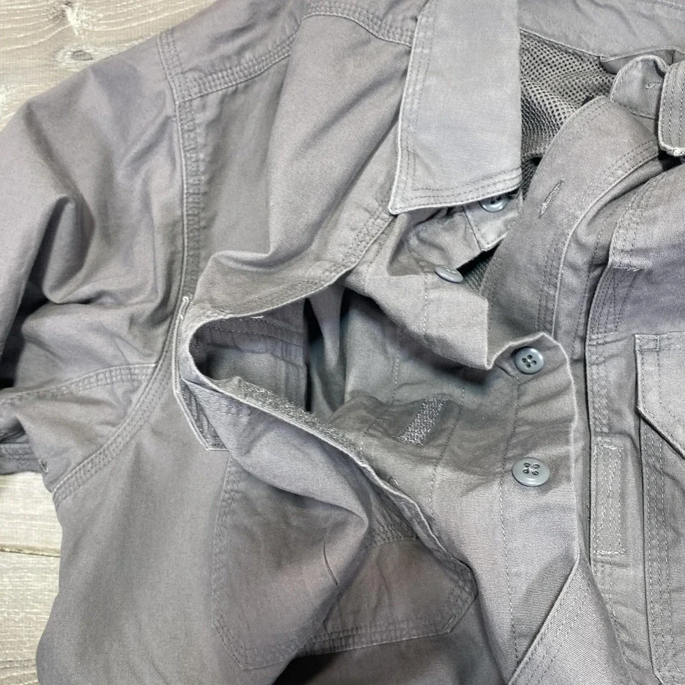 5.11 Tactical Shirt Men Medium Gray Long Sleeve Vented Back Mesh Lined RapidDraw